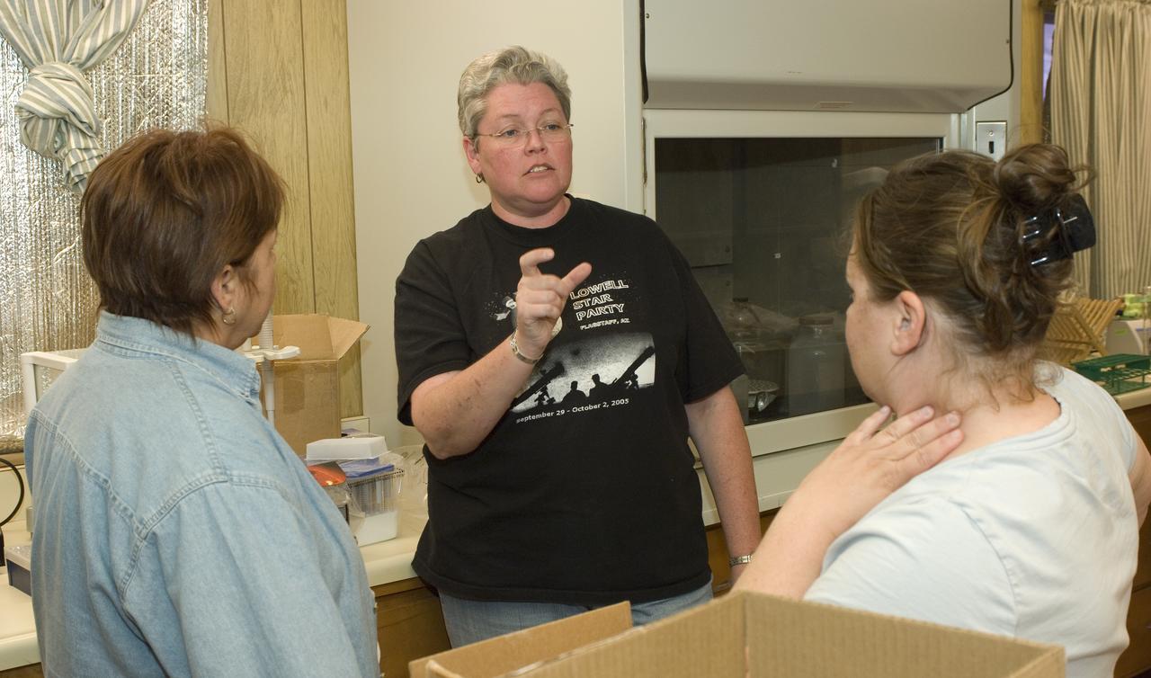 Spaceward Bound event in the Mojave Deser , CA (an outreach exercise) with Dr Chris McKay and Ames Education department personnel Brian Day, Barbara Bazar and a accompaning (learning for the the classroom) team of teachers will be studying side-by-side with NASA scientists who search for life in extreme environments, closely approximating what they expect to find on other planets. Why the Mojave -- an inhospitable, sun-drenched spot in the California Desert? This natural setting presents scientists with opportunities to study environments that are analogous to what explorers will find on the Moon and Mars. Teachers and scientists will perform scientific fieldwork in lunar geology, Mars astrobiology, Mars geology, and issues of temperature and solar inundation and radiation. for additional information and Outreach projects see http://quest.arc.nasa.gov/