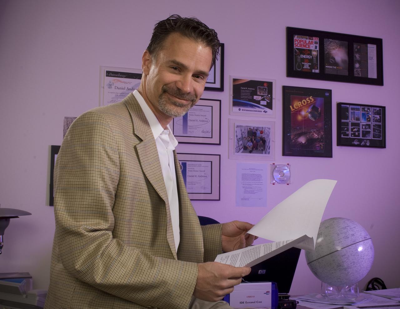 Lunar CRater Observation and Sensing Satellite (LCROSS) and P.I. Dan Andrew at NASA Ames Research Center (N-240 rm171)