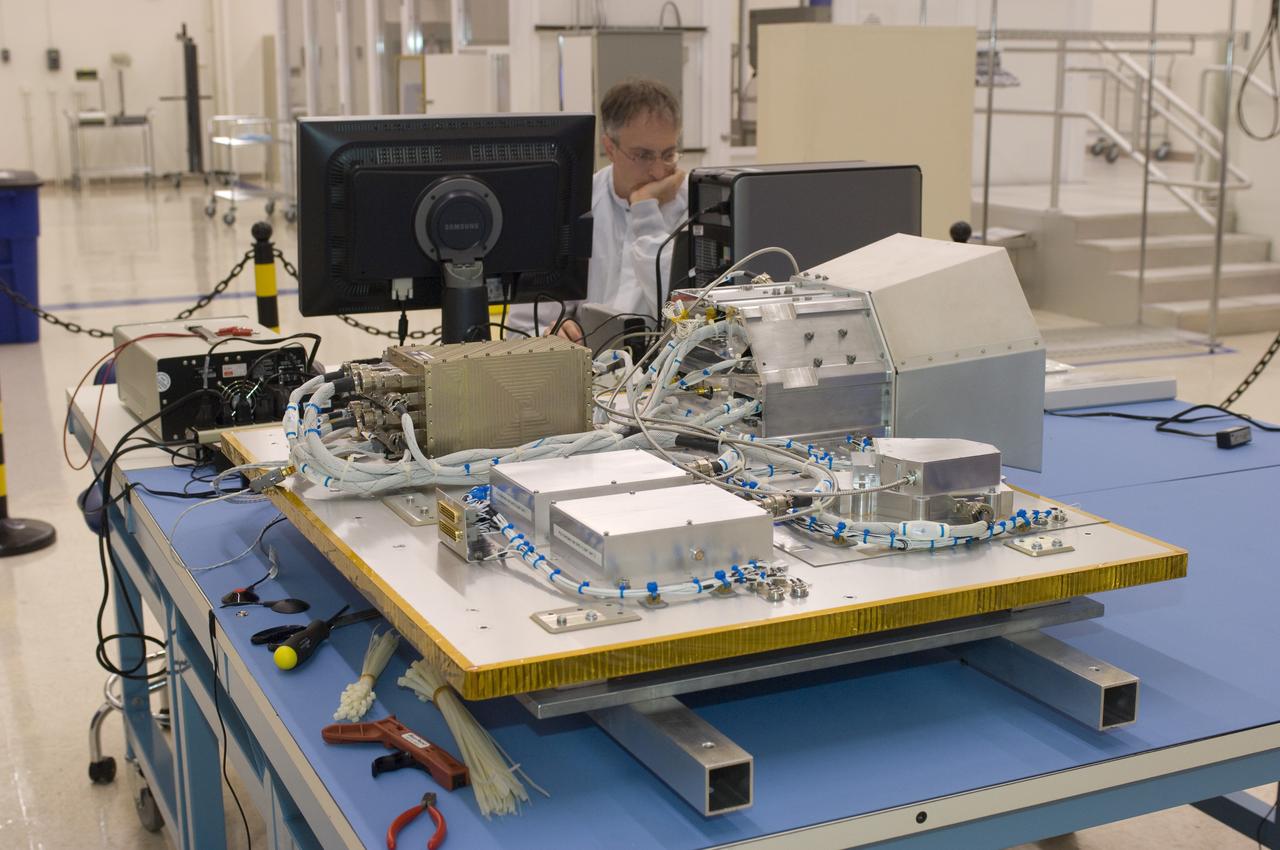 LCROSS flight hardware in clean room at Ames N-240.