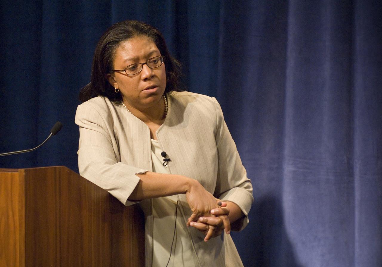 NASA Officials gather at Ames Research Center to discuss Spaceship development progress. Constellation is developing the Orion spacecraft and Ares rockets to support an American return to the moon by 2020.  Dolores Beasley, Director NASA Ames PAO