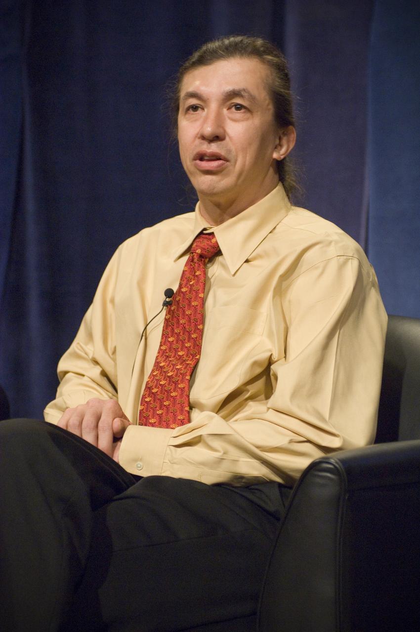 NASA Officials gather at Ames Research Center to discuss Spaceship development progress. Constellation is developing the Orion spacecraft and Ares rockets to support an American return to the moon by 2020.  Speaker James Reuther, ARC, leader of the Advanced Development Thermal rotection Systems (heat shield) project for the Orion Crew Exploration Vehicle