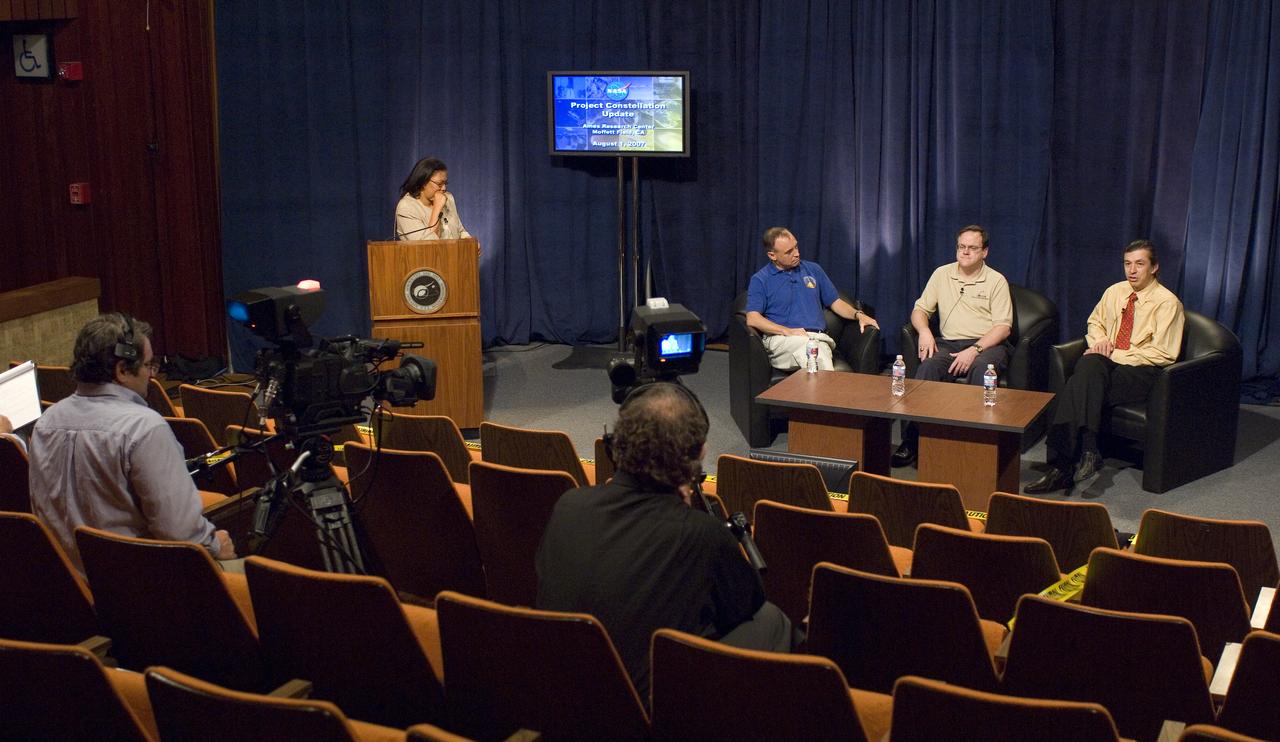 NASA Officials gather at Ames Research Center to discuss Spaceship development progress. Constellation is developing the Orion spacecraft and Ares rockets to support an American return to the moon by 2020.