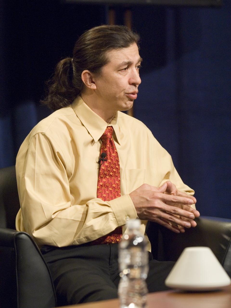 NASA Officials gather at Ames Research Center to discuss Spaceship development progress. Constellation is developing the Orion spacecraft and Ares rockets to support an American return to the moon by 2020.  Speaker James Reuther, ARC, leader of the Advanced Development Thermal rotection Systems (heat shield) project for the Orion Crew Exploration Vehicle