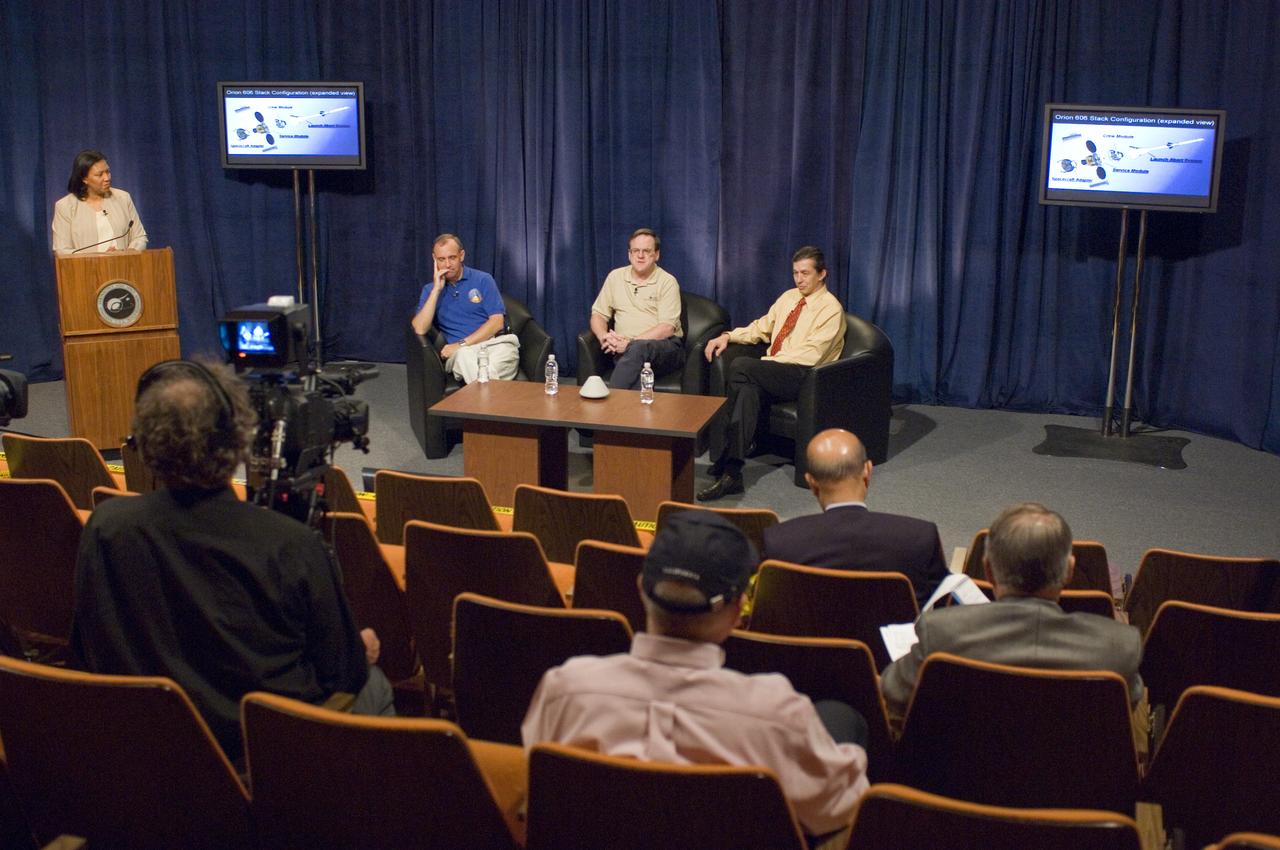 NASA Officials gather at Ames Research Center to discuss Spaceship development progress. Constellation is developing the Orion spacecraft and Ares rockets to support an American return to the moon by 2020.