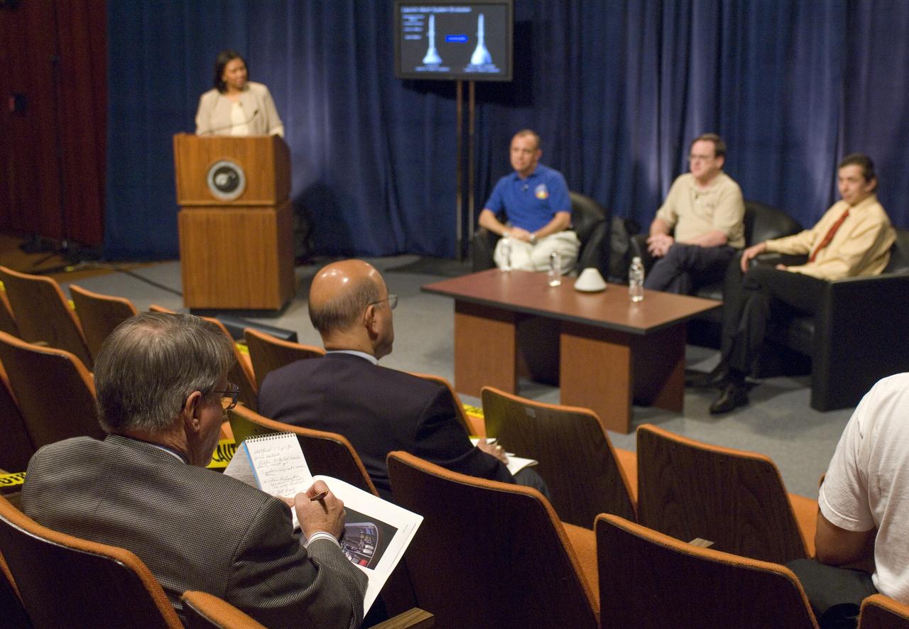 NASA Officials gather at Ames Research Center to discuss Spaceship development progress. Constellation is developing the Orion spacecraft and Ares rockets to support an American return to the moon by 2020.