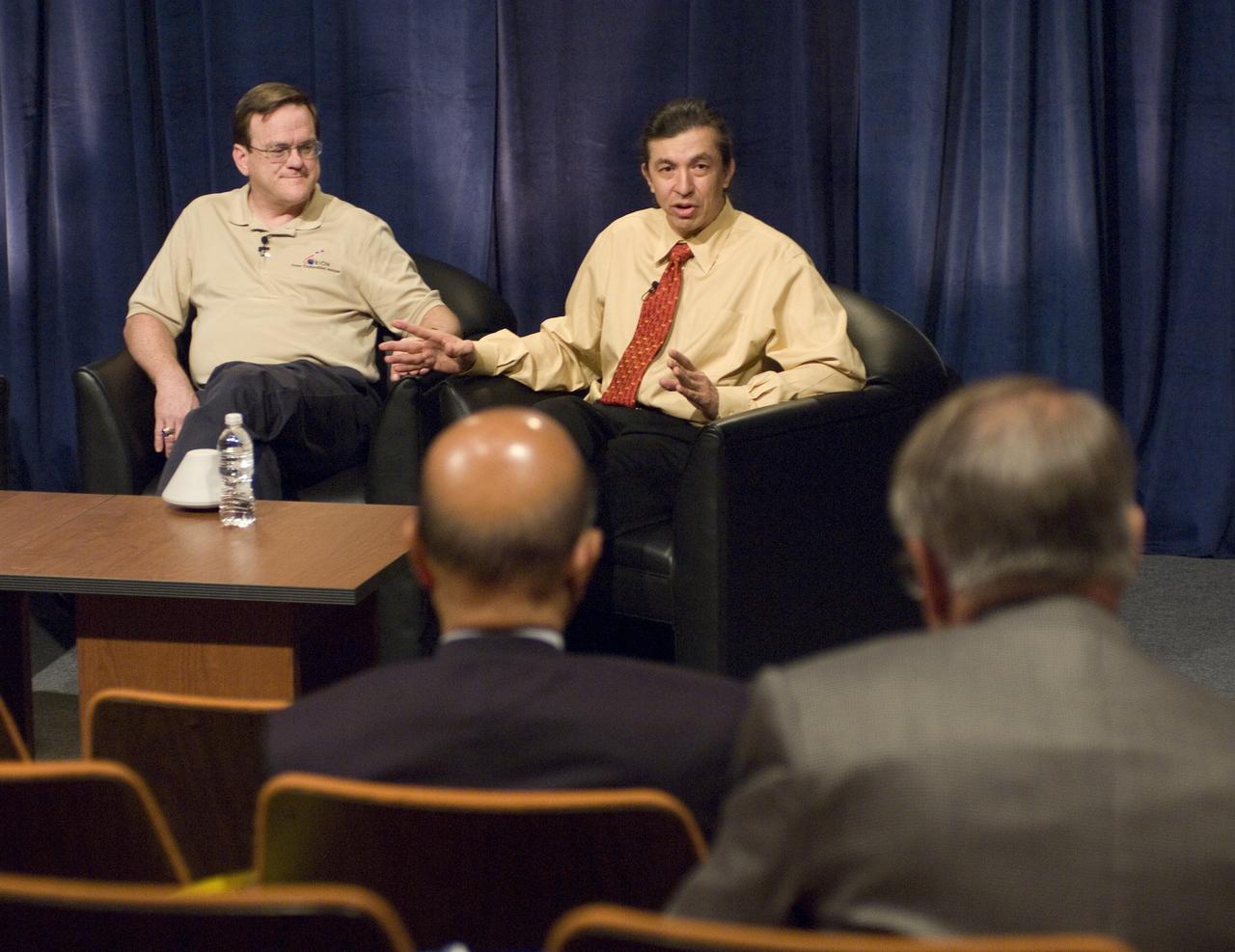 NASA Officials gather at Ames Research Center to discuss Spaceship development progress. Constellation is developing the Orion spacecraft and Ares rockets to support an American return to the moon by 2020.