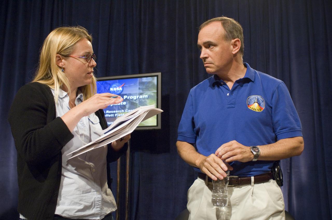 NASA Officials gather at Ames Research Center to discuss Spaceship development progress. Constellation is developing the Orion spacecraft and Ares rockets to support an American return to the moon by 2020.  Speaker  Jeff Hanley, JSC Constellation program manager
