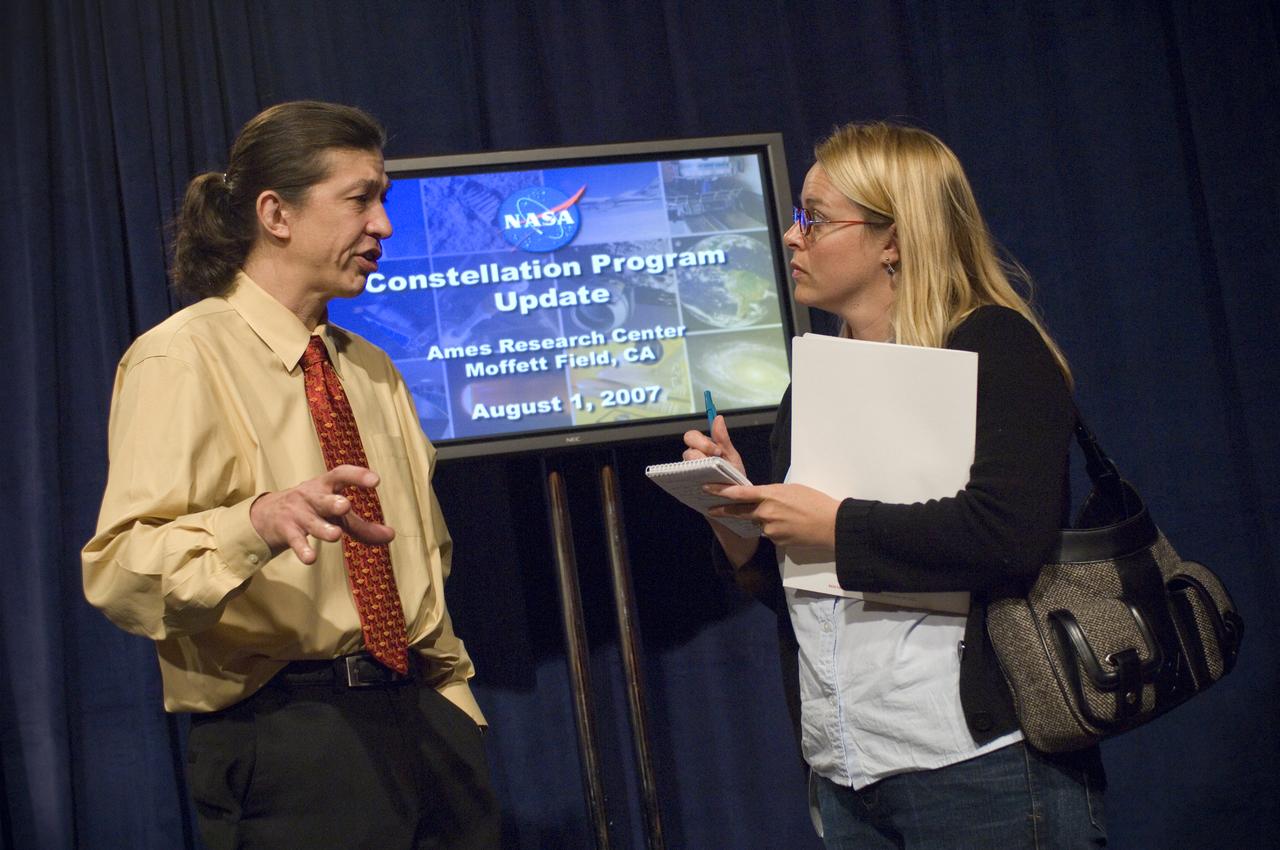 NASA Officials gather at Ames Research Center to discuss Spaceship development progress. Constellation is developing the Orion spacecraft and Ares rockets to support an American return to the moon by 2020.