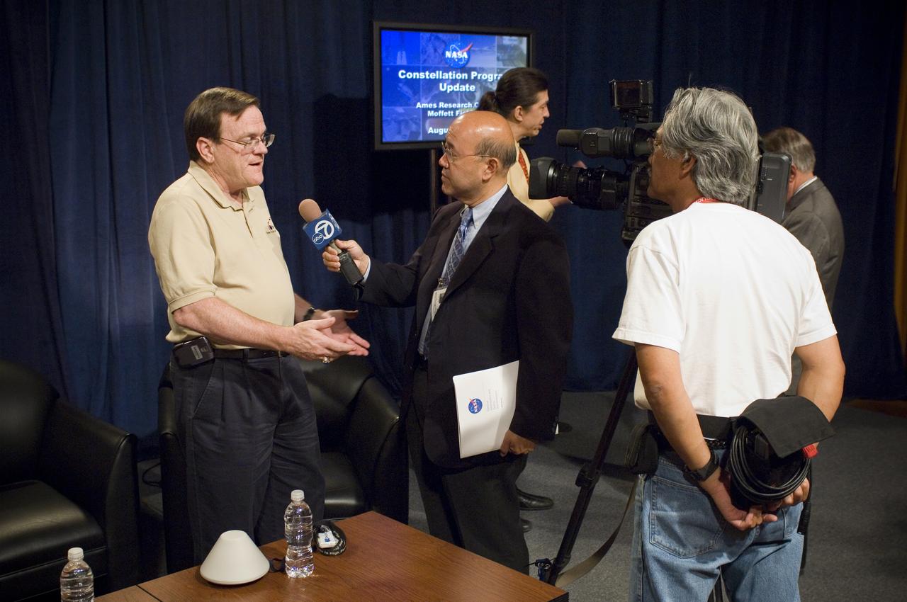 NASA Officials gather at Ames Research Center to discuss Spaceship development progress. Constellation is developing the Orion spacecraft and Ares rockets to support an American return to the moon by 2020. Speaker; Skip Hatfield, JSC Orion Project Manager