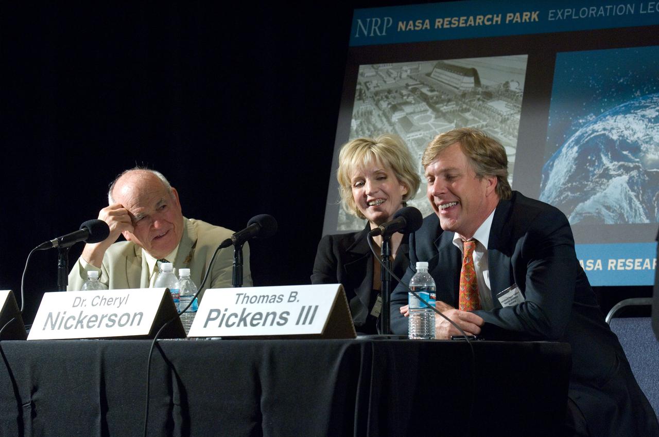 International Space Station (ISS) National Laboratory Workshop Public Presentation; The Internaional Space Station: Your Laboratory of the Future in NASA's Eagle Room Conference Center Panel for Q & A; L-R Baruch Blumberg, Cheryl Nickerson, and Thomas Pickens III