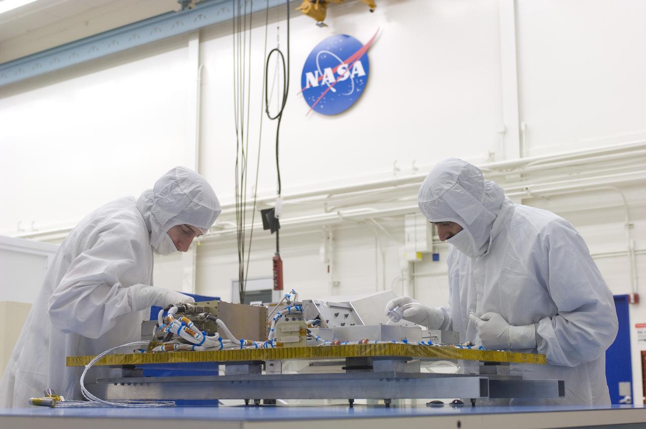 LCROSS in Ames clean room N-240 - cleaning for shippment to Northrup Grumman, Redondo Beach, CA