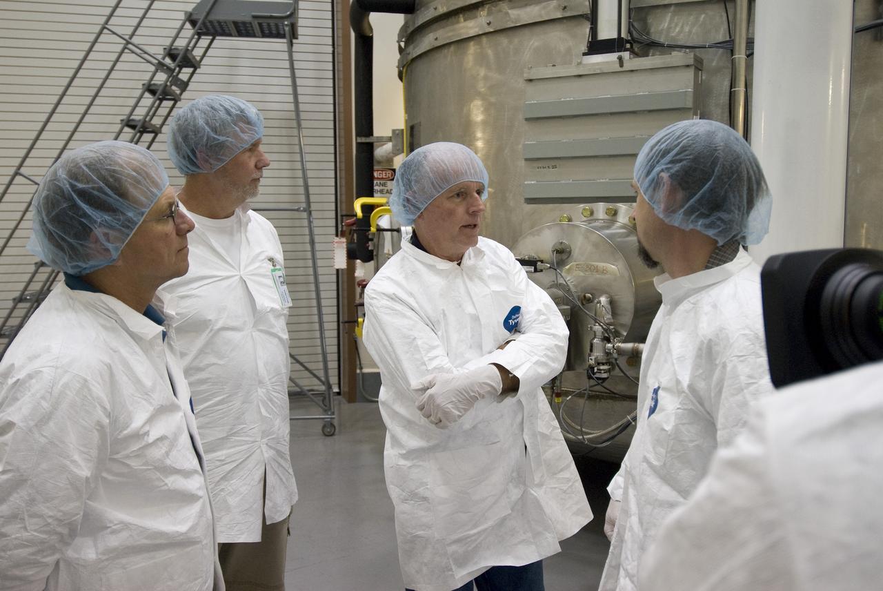 SOFIA (Stratospheric Observatory for Infrared Astronomy) primary mirror being coated in the Ames N-211 Vacuum Chamber.
