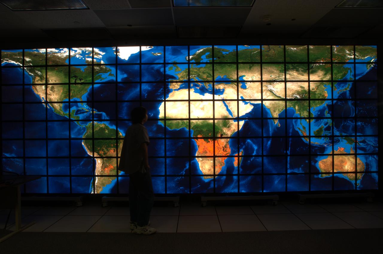 NASA Ames Hyperwall II showing fires world wide