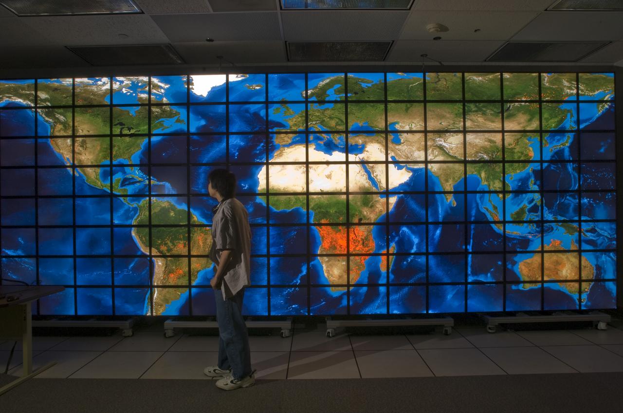 NASA Ames Hyperwall II showing fires world wide