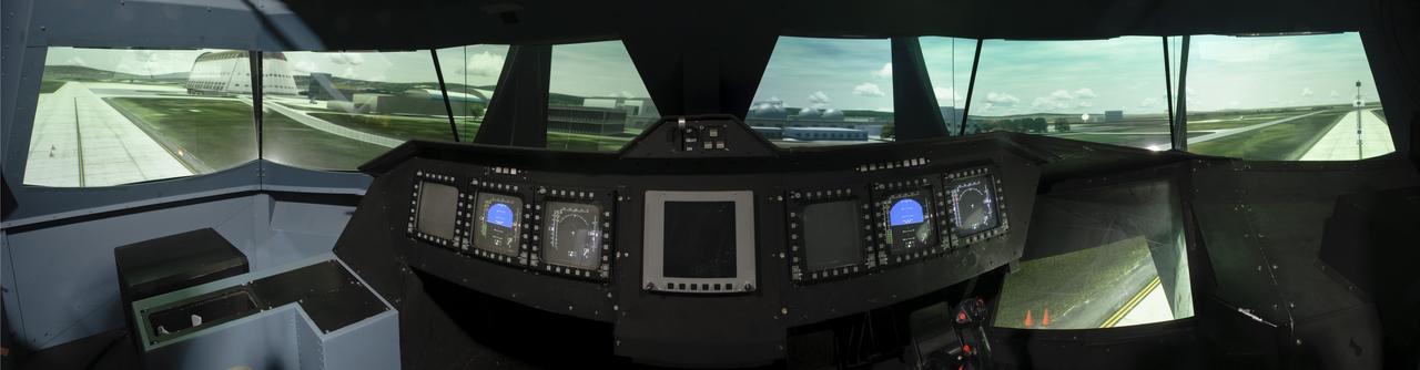 Vertical Motion Simulator VMS Simulation; Rotorcraft Stability/Phase Margin in T-cab. Out-the-window (otw) panorama views from pilots point of view