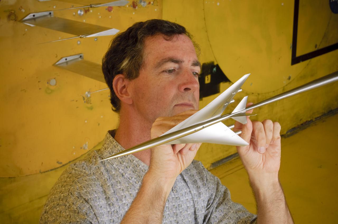 Sonic Boom Test using Ames HSR-Low Boom Wing Tail in the 9x7ft transonic wind tunnel (Test-97-0190) with Don Durston and Steve Buchholz