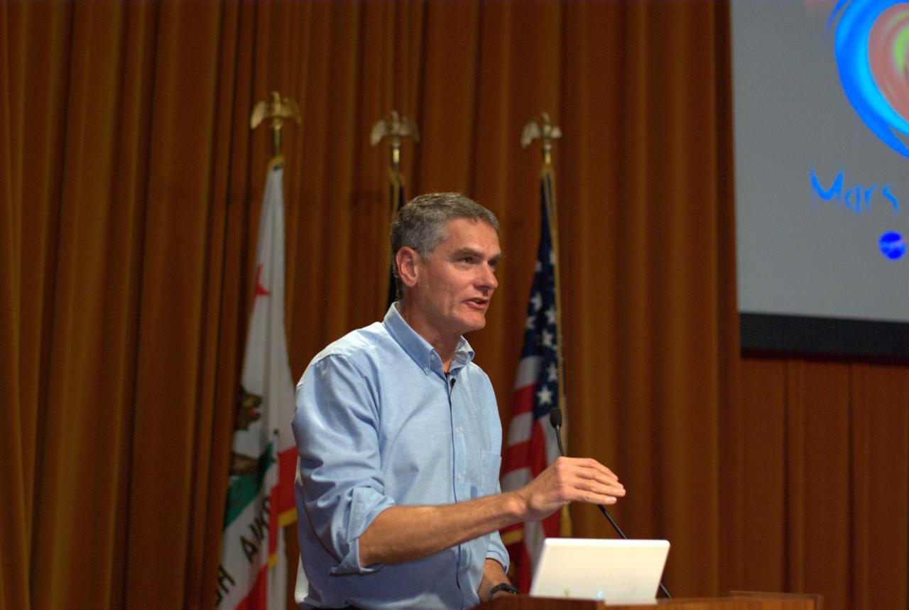 Dr Chris McKay presents a Director's Colloquium to Ames staff and summer interns on 'Missions to Investigate the Polar Ice of Mars: Phoenix and Beyond'