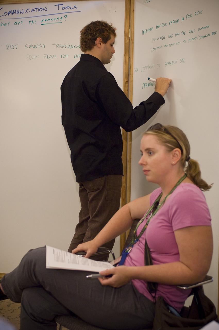 OpenAmes - OpenForum (to build creative ideas in workforce integration (contractor and civil servant, Imporving communicaiton tools, and PR and Morale) meeting in Bldg 3  Jeniffer Kremer shown here.