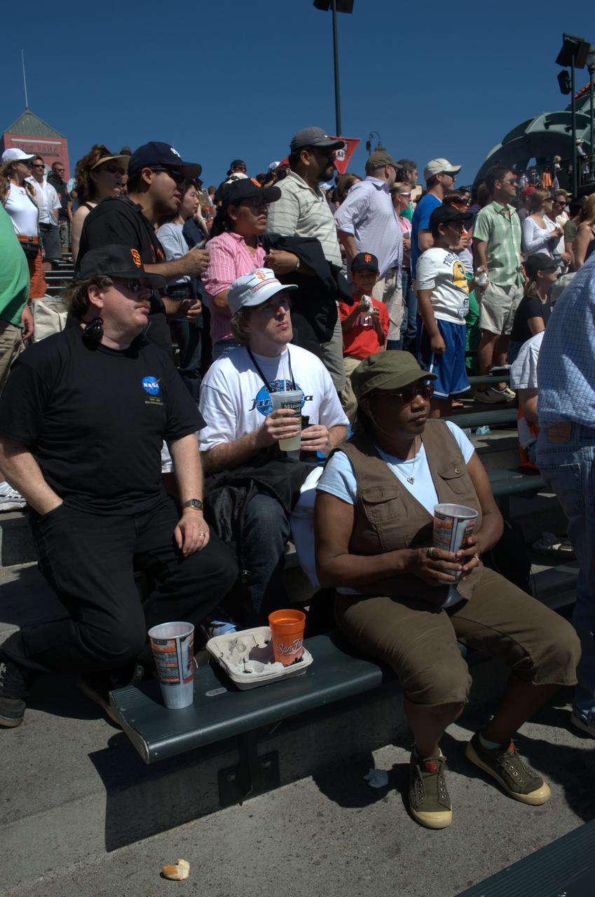 NASA Day at AT&T Park: NASA and the San Francisco Giants share a day to celebrate the 50 year anniversaries. Sheila Johnson of Ames Government Relations office enjoys the day with her family.
