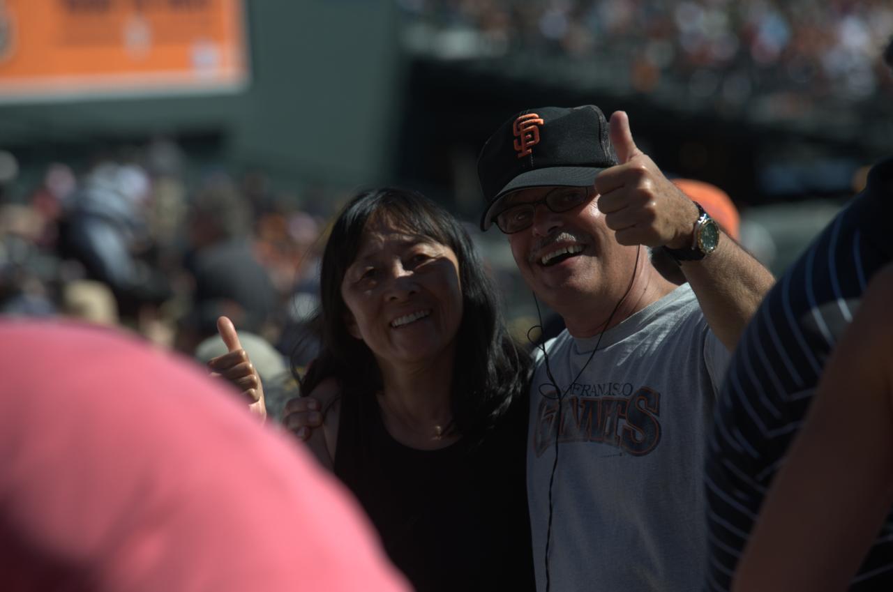 NASA Day at AT&T Park: NASA and the San Francisco Giants share a day to celebrate the 50 year anniversaries. Mike Mewhinney, Ames PAO office with his wife.