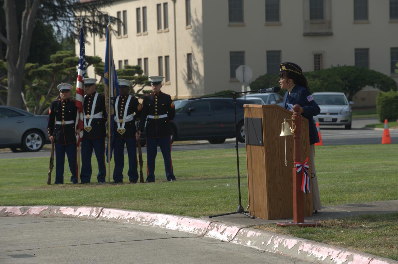September 11th remembrance ceremony held in front of NASA Research Park Bldg-17 (Lunar Science Institute) hosted by the American Legion, Post 881, Moffett Field. Moffett Field Post Commander, Carolann Wunderlin