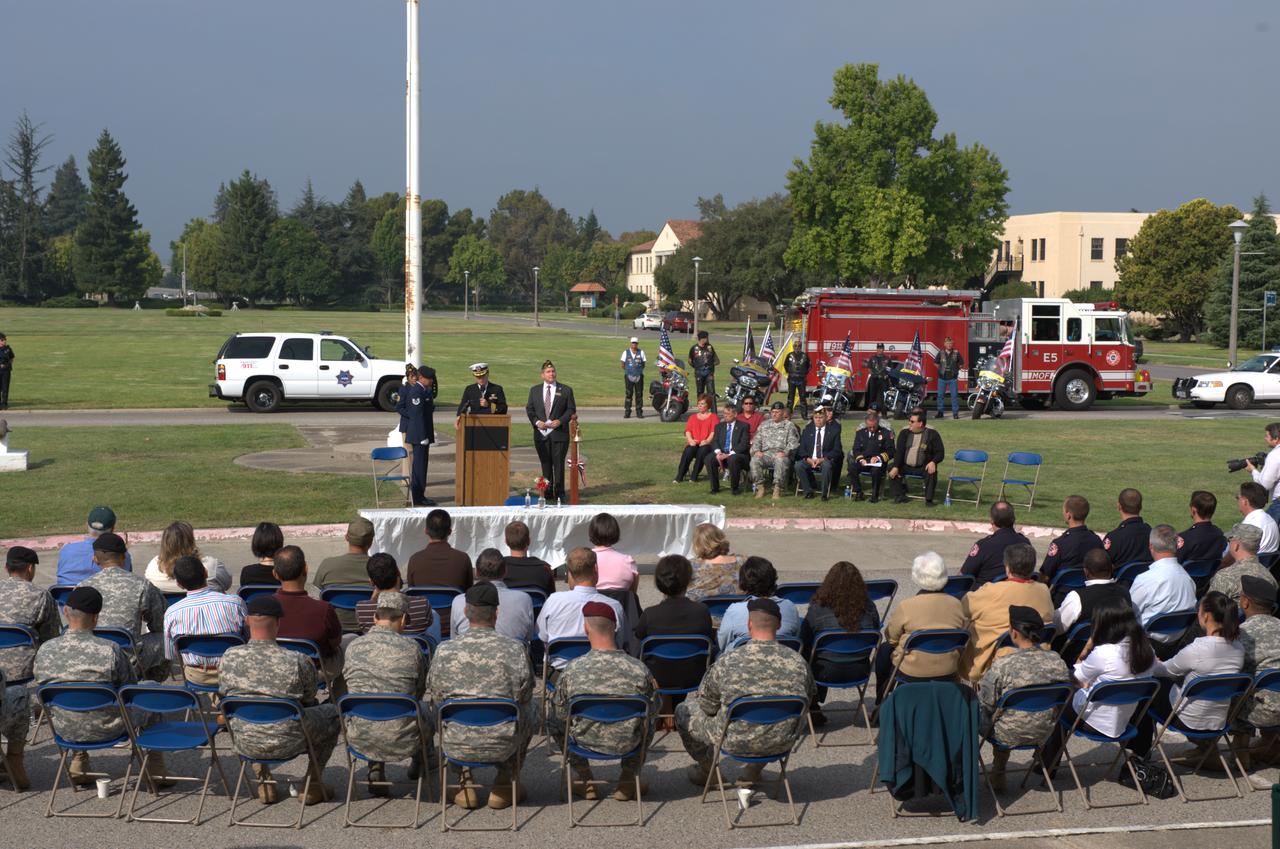 September 11th remembrance ceremony held in front of NASA Research Park Bldg-17 (Lunar Science Institute) hosted by the American Legion, Post 881, Moffett Field.