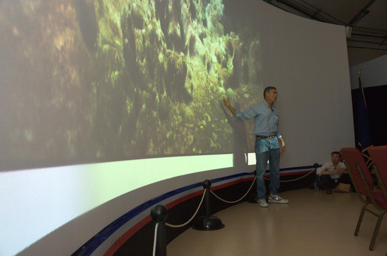 Tech Talk on Extreme Rovers: Unveiling the latest findings of Robotic Exploration of Extreme Environments shown in the Immersve Theater NASA Ames Exploration Center Bldg 943A  Dr Chris McKay of Ames offers open discussion about rovers in the exporation of Earth, the Moon and Mars.