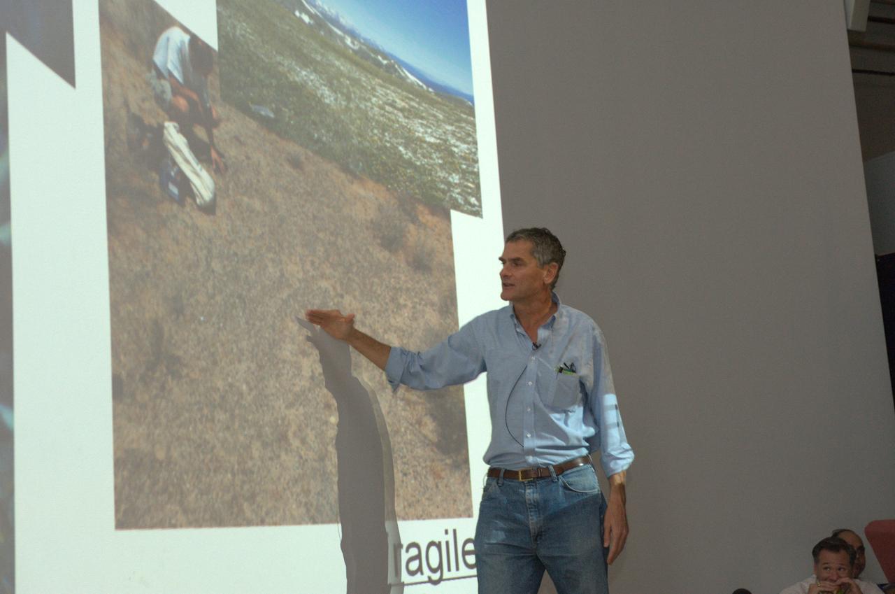Tech Talk on Extreme Rovers: Unveiling the latest findings of Robotic Exploration of Extreme Environments shown in the Immersve Theater NASA Ames Exploration Center Bldg 943A  Dr Chris McKay of Ames offers open discussion about rovers in the exporation of Earth, the Moon and Mars.