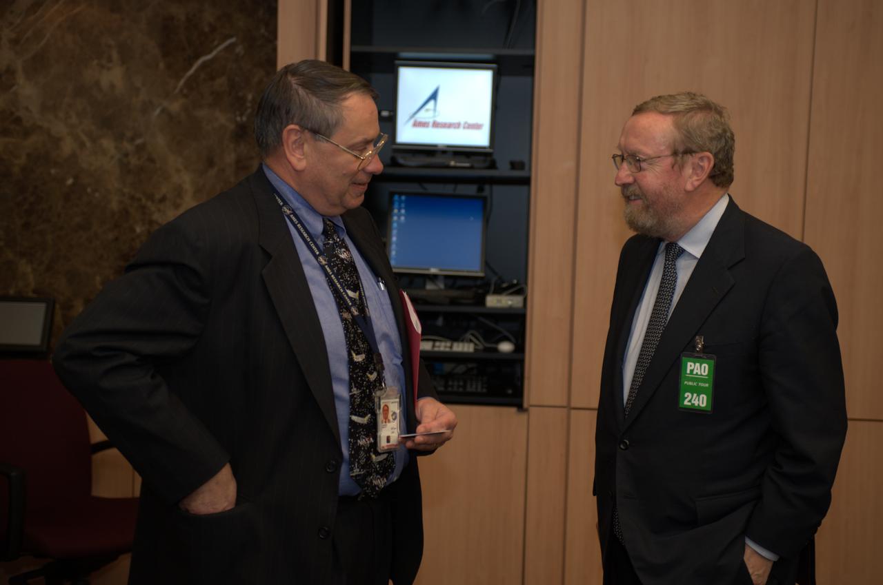 Professor John Beddington, UK (United Kingdom) Government Chief Scientist Advisor visit to Ames - greeted by Ames Center Director Pete Worden in Bldg N-200 Boyd Room