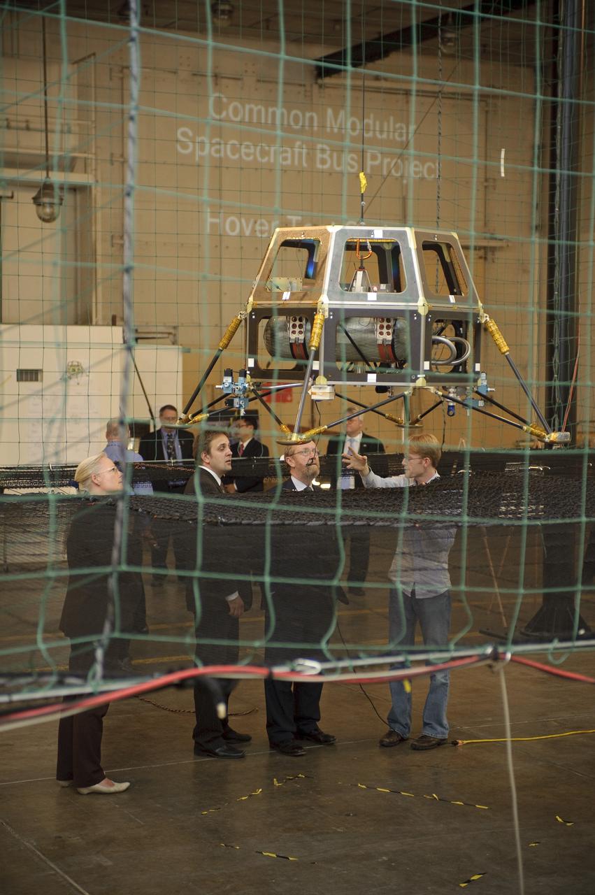 Professor John Beddington, UK (United Kingdom)  Government Chief Scientist Advisor visit to Ames on tour of the Small Satellites area Bldg 45  (and a lunar lander prototype LADEE)