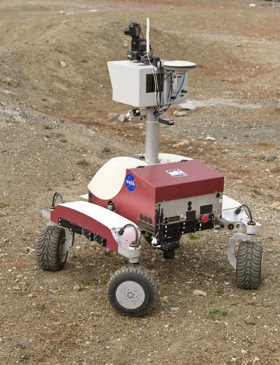 K-10 'Red' planetary rover in the Nasa Ames Marscape: operations tests at Marscape (Ames Mars Yard) with remote operations from Ames Future Flight Centeral (FFC) Simulator,.