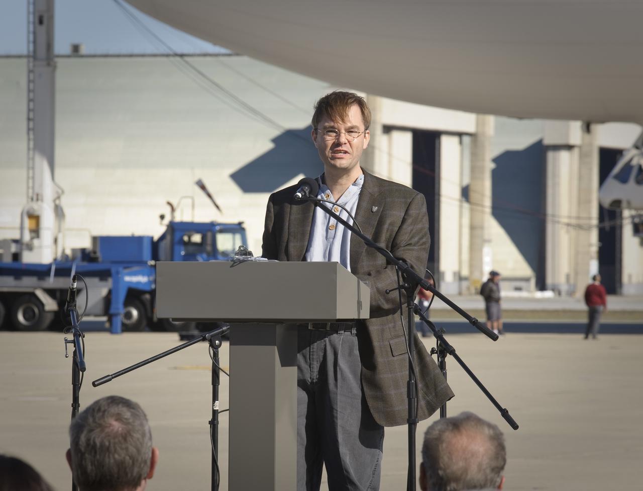 NRP partnerships: Airship Ventures Zeppelin Dedication ceremony at Moffett Field Flight Line, Moffett Field, CA. Speaker, Brian Hall, Airship Ventures