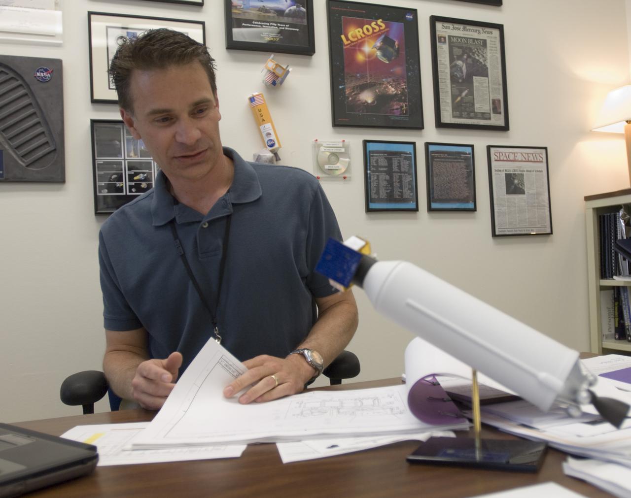 LCROSS team member Dan Andrews in his office