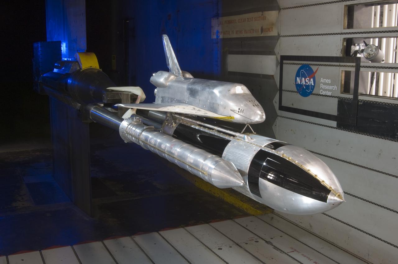 Space Shuttle 3% acoustics model with Pal ramp in Ames 11ft. w.t.