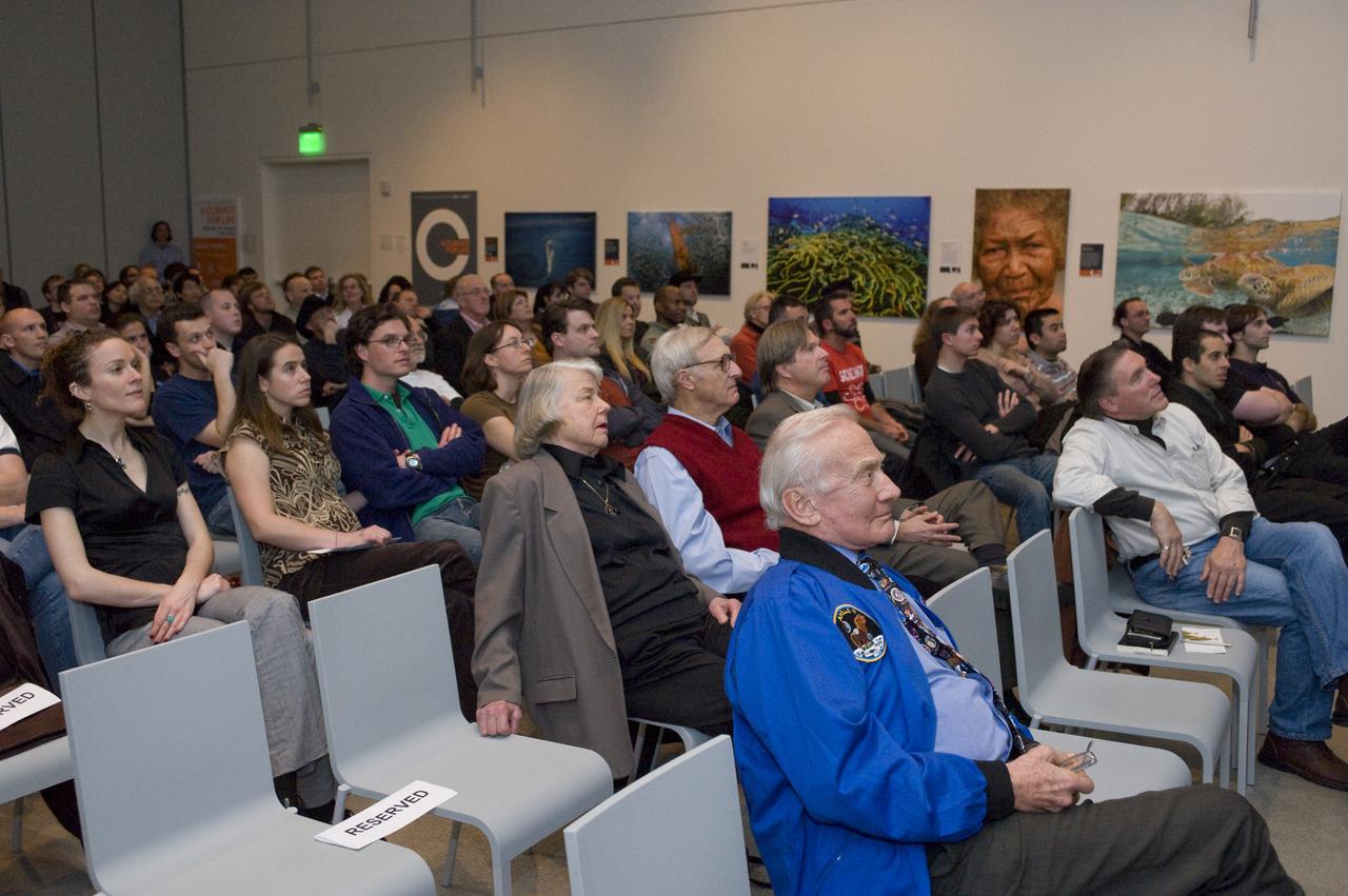 Yuri's Night 2009 held at the California Acaemy of Sciences in San Francisco, California Right is Apollo 11 Astronaut Buzz Aldrin seated in audience.
