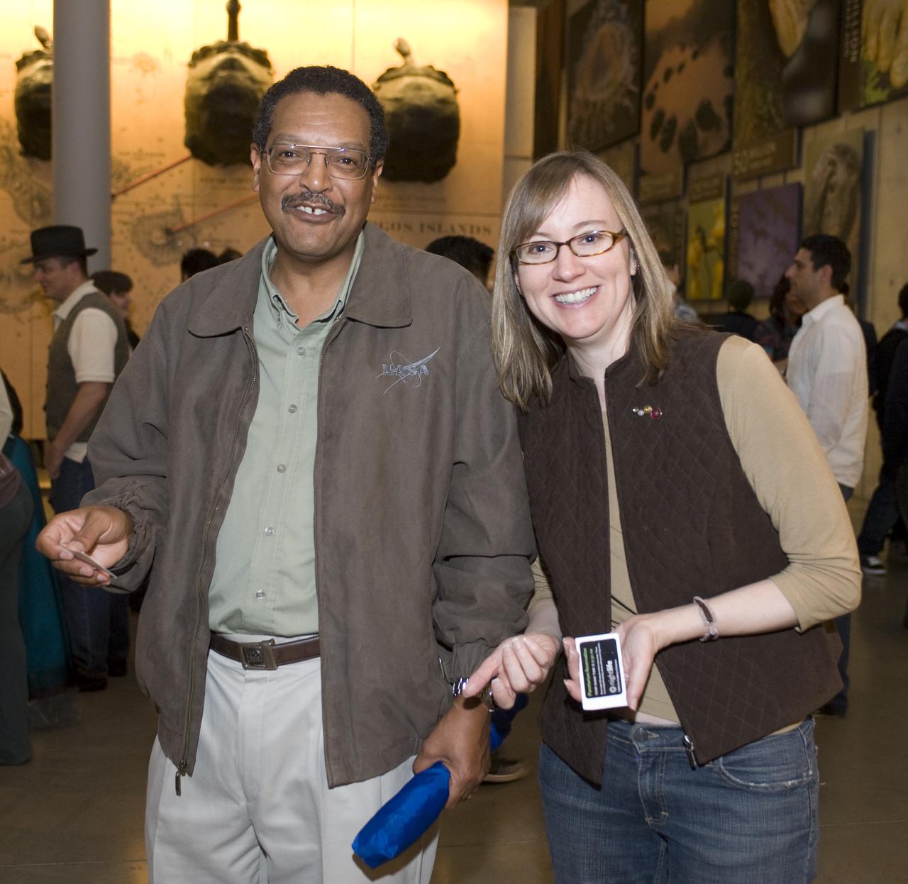 Yuri's Night 2009 held at the California Acaemy of Sciences in San Francisco, California Ames Deputy Center Director Lew Braxton and Lis Lockyear, Deputy Director New Ventures and Communications.