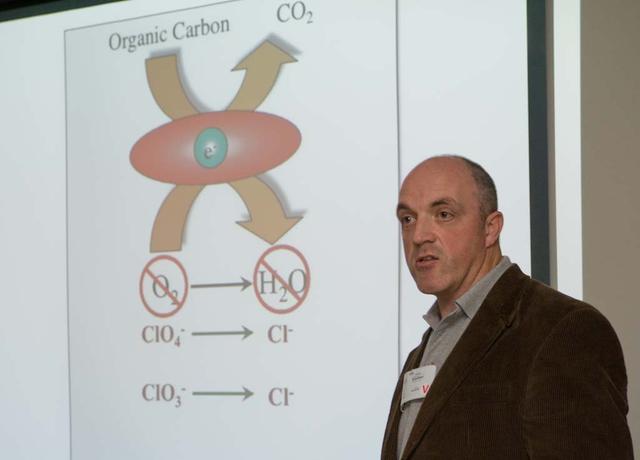 Directors Colloquium: Science Seminar by John Coates, Associate Professor of Microbiology at the University of California, Berkeley, on Microbial Perchlorate Reduction. The discovery of perchlorate in soils at the Phoenix Landing site, makes this type of organisms interesting analogues to potential life on Mars.