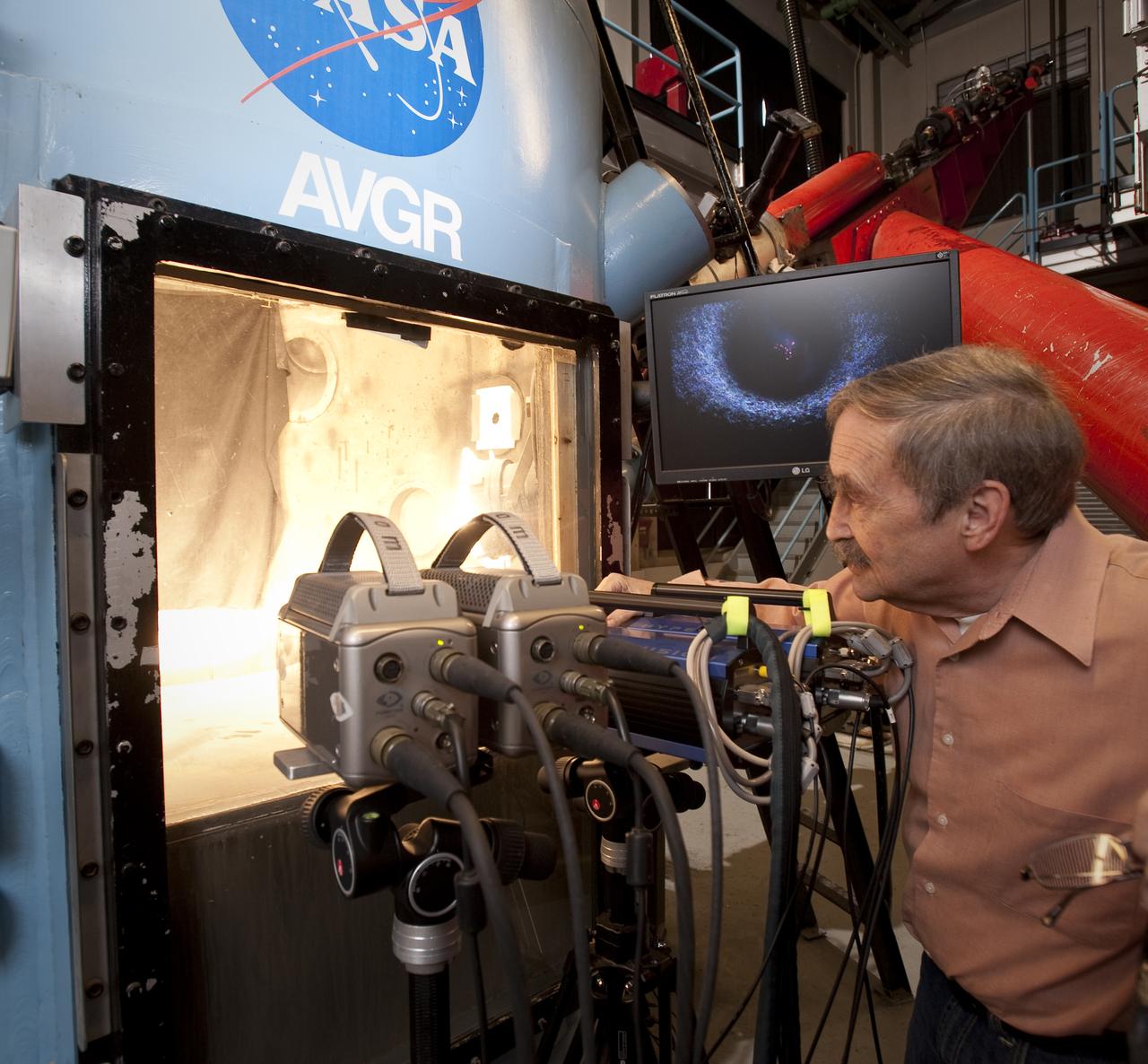 Dr. Peter Schultz, Brown University at NASA Ames Vertical Gun Range Facility during running of tests simulating LCROSS impact debris in preparaton for the real thing on October 9, 2009 when LCROSS impact the Moon southpole in search of hidden water.