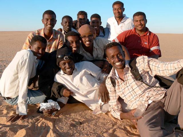 An SUV-sized Asteroid 2008TC# Impacts on October 7, 2008 in the Nubian Desert, Northern Sudan: Dr. Peter Jenniskens, NASA/SETI joined Muawia Shaddas of the University of Khartoum in leading an expedition on a search for samples. (search team) Photo Credit: NASA/SETI/P. Jenniskens