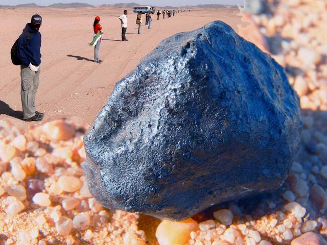 An SUV-sized Asteroid 2008TC# Impacts on October 7, 2008 in the Nubian Desert, Northern Sudan: Dr. Peter Jenniskens, NASA/SETI joined Muawia Shaddas of the University of Khartoum in leading an expedition on a search for samples.  (Meteorite search 1)  Photo Credit: NASA/SETI/P. Jenniskens