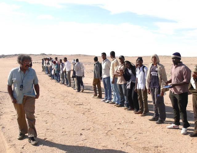 An SUV-sized Asteroid 2008TC# Impacts on October 7, 2008 in the Nubian Desert, Northern Sudan: Dr. Peter Jenniskens, NASA/SETI joined Muawia Shaddas of the University of Khartoum in leading an expedition on a search for samples. Photo Credit: NASA/SETI/P. Jenniskens