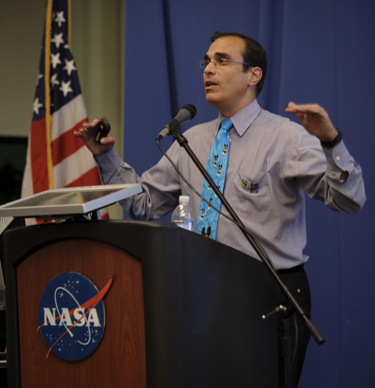 International Space University (ISU) and Singularity University (SU) Emerging Space Nations Panel held at NASA's Ames Research Center 2009 host site. Angie Bukley, ISU SSP09 program director, speaks with the panel moderator, Ray Williamson, ISU SSP09 distinguished lecturer and executive director of the Secure World Foundation, Superior, Colo., before the discussion begins.