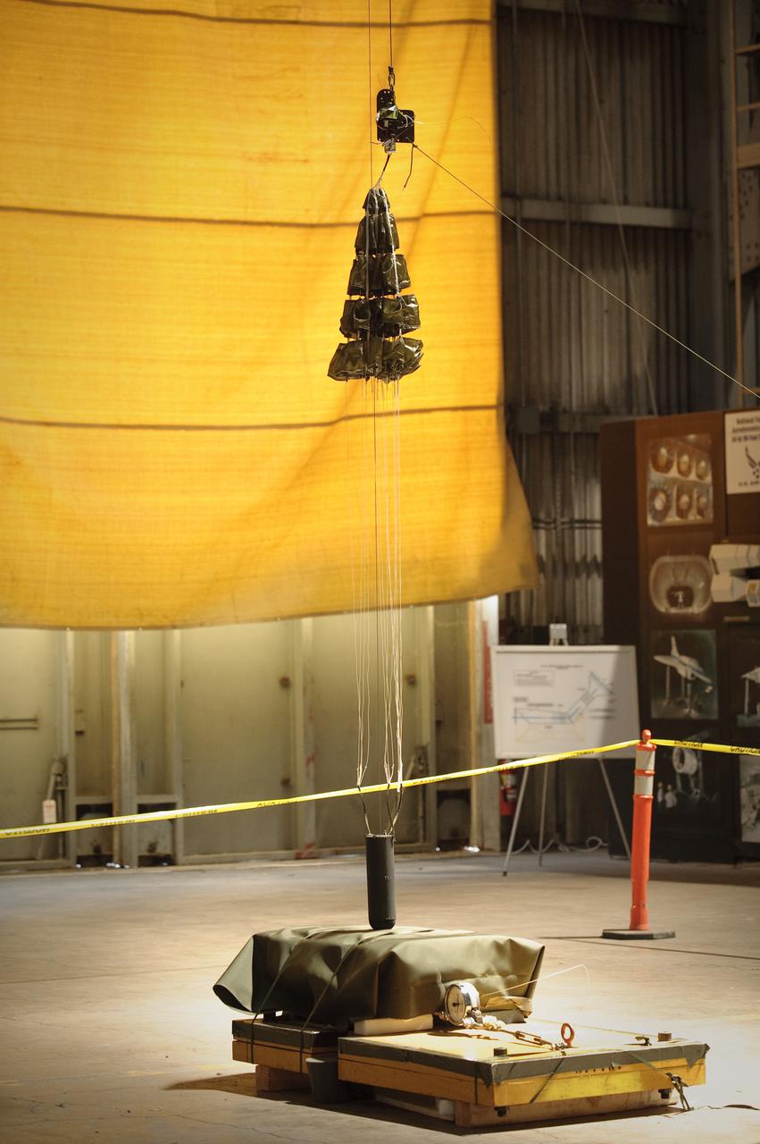 Army Parachute Drop Test in High Bay of NASA Ames 40x80ft. w.t. Test TR-024