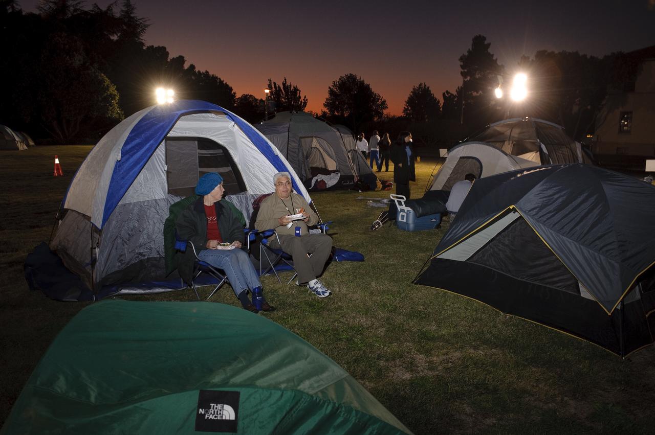 LCROSS Impact Night: Public invited to all night event are setting up tent in the Tent Area of Shenandoah Parade Grounds at NASA Ames Research Center, Moffett Field Calif.