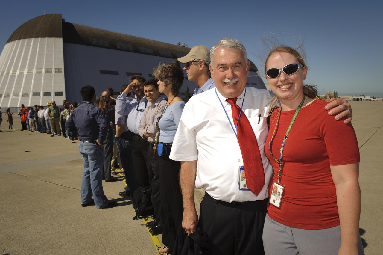 Ames 70_year picture day on Flight line.  Jim Taylor and Jennifer Kremer in the line up.