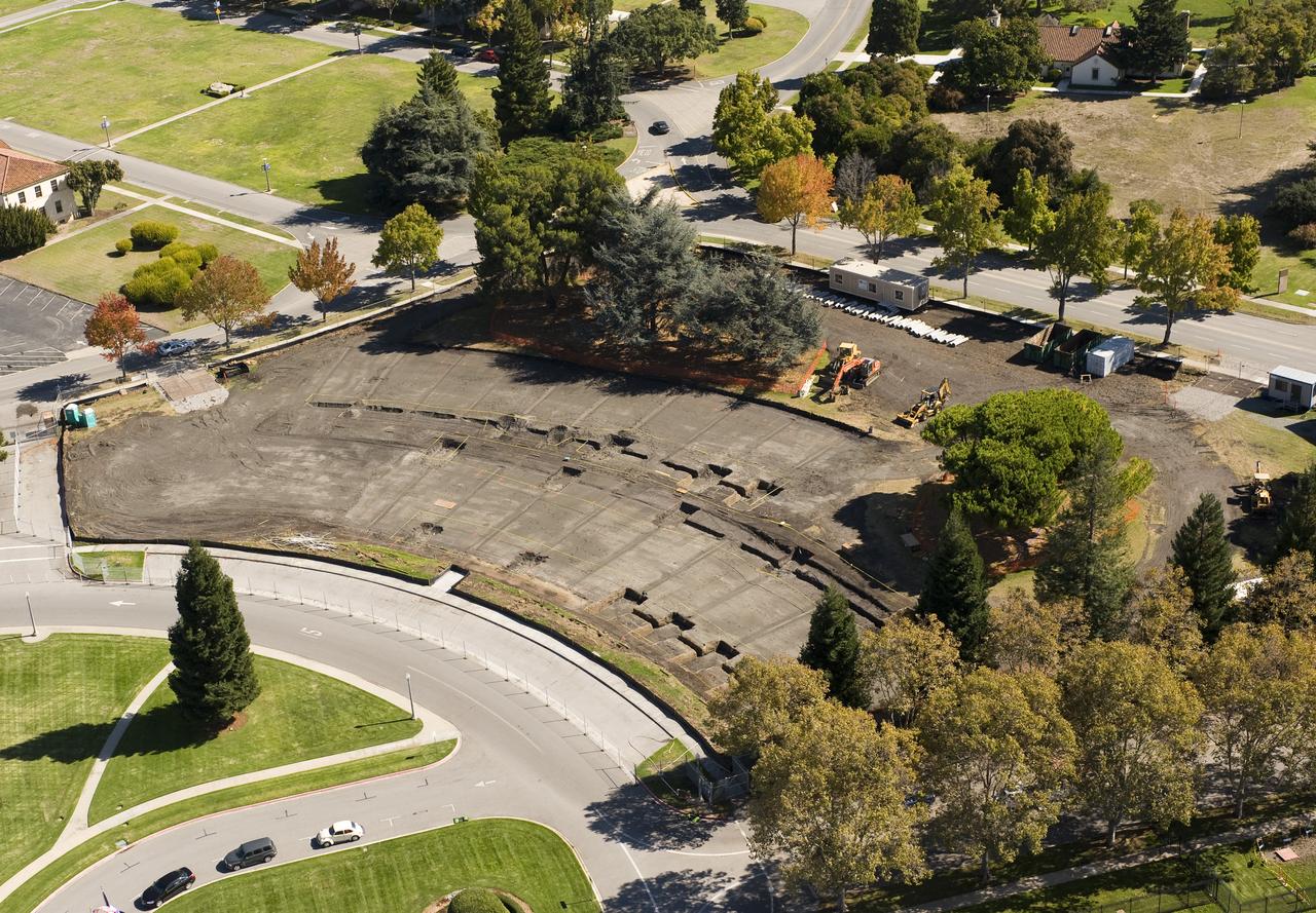 Aerial view of Sustainability Base construction site.