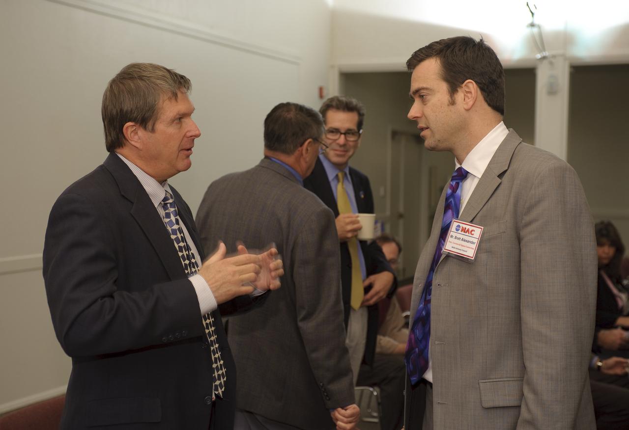 NASA Advisory Council Meeting at NASA Ames Research Center NRP Conference Center. Gary Martin, Ames Director of New Ventures & Communication (left) with Brett Alexander, Chair, Commercial Space Committee
