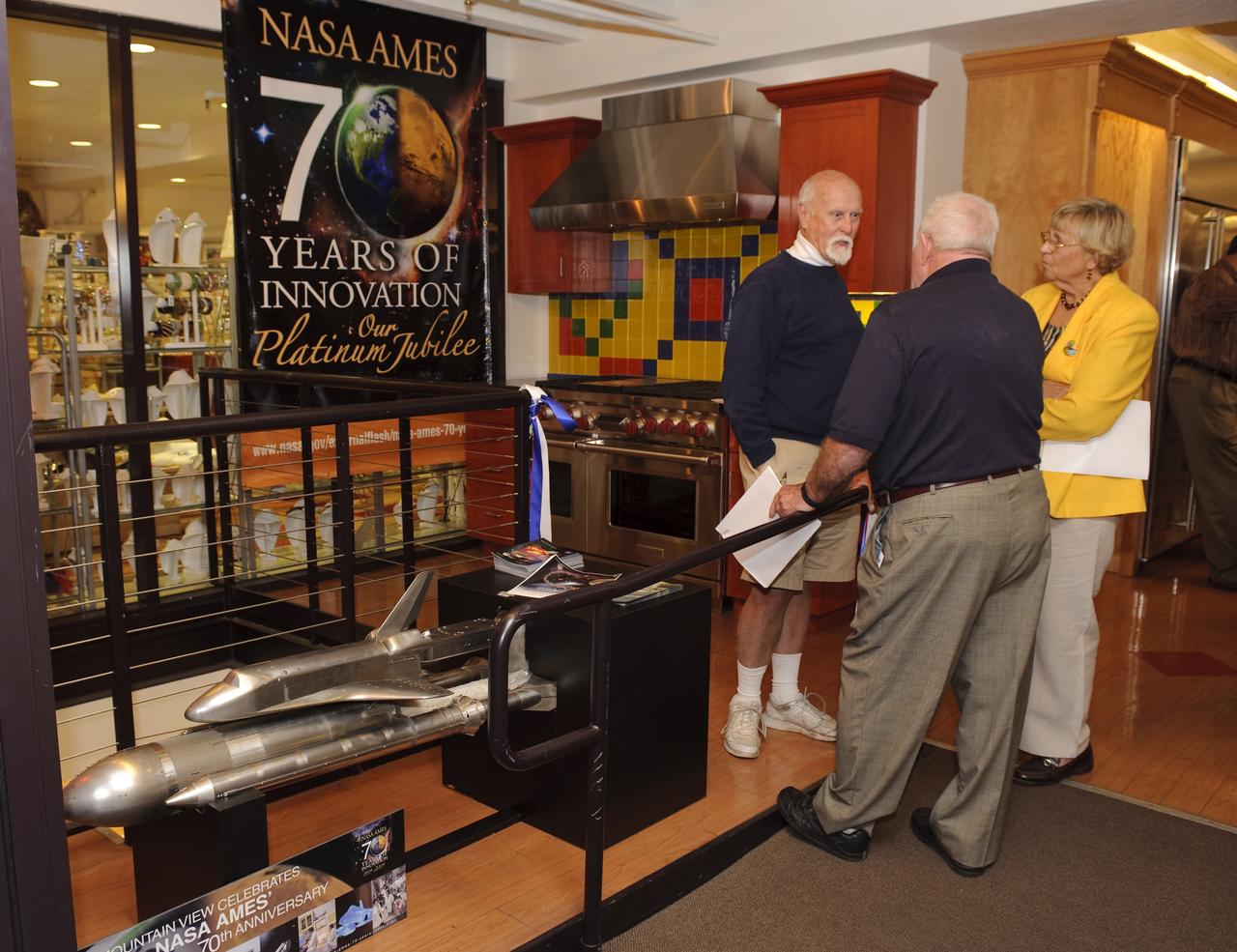 Ames 70 Year Anniversary Exhibit in downtown Mountain View, California. Grand Opening at Meyer Appliance, Castro Street.