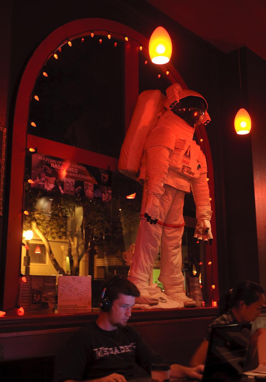 Ames 70 Year Anniversary Exhibit in downtown Mountain View, California. Exhibits at the Red Rock Cafe on Castro Street.