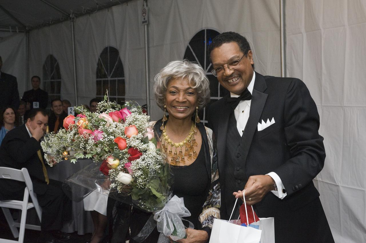 NASA Ames Research Center 70 Year Anniversary Gala Dinner held at Santa Clara University, Santa Clara, California with special guest speaker Nichelle Nichols of Star Trek fame. Here with Lewis Braxton III, Deputy Center Director